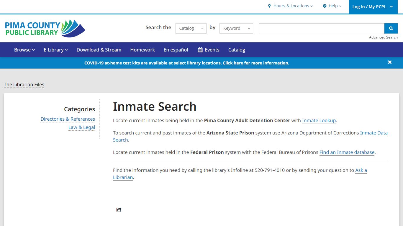 Inmate Search | Pima County Public Library