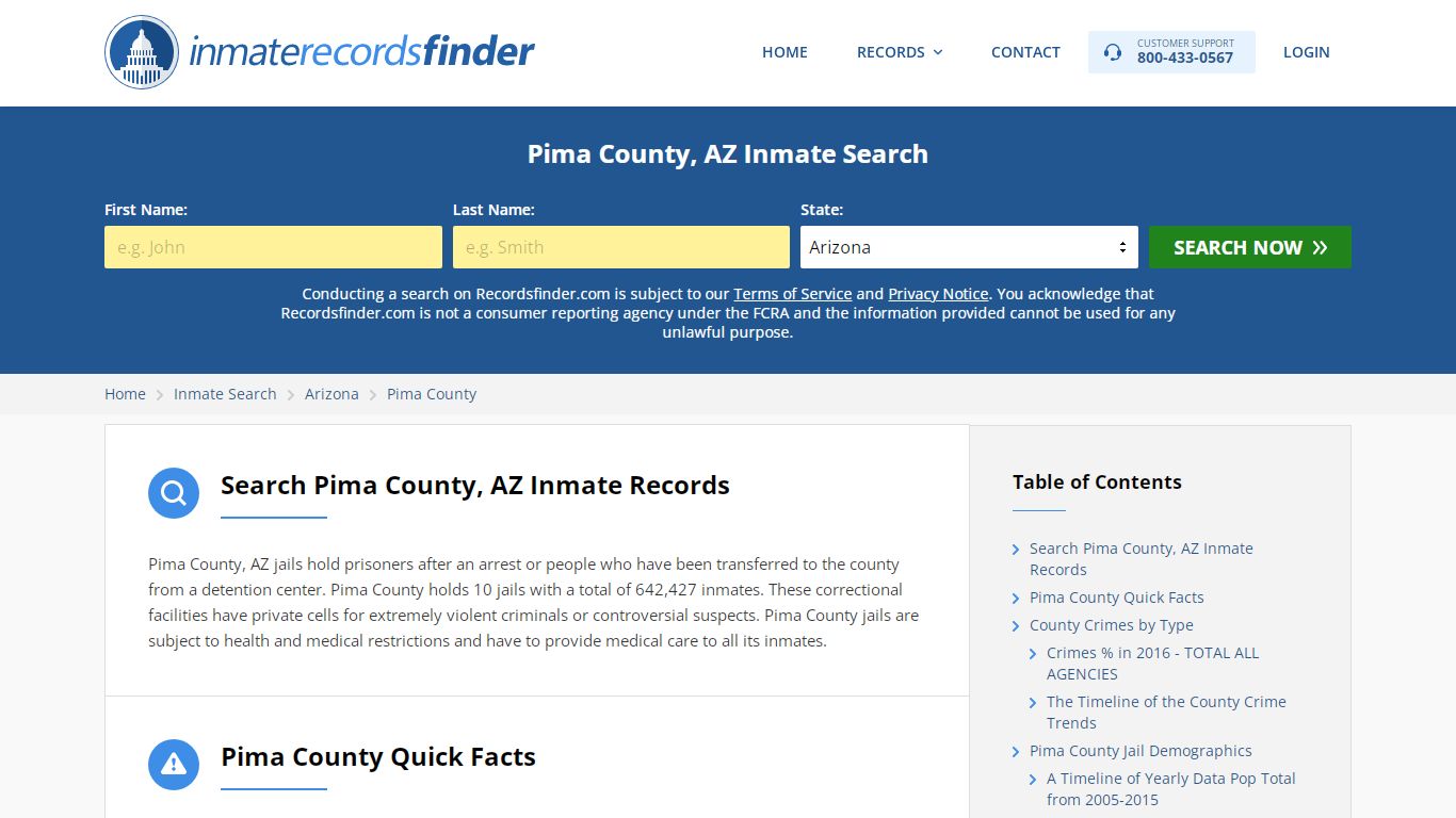 Pima County, AZ Inmate Lookup & Jail Records Online - RecordsFinder